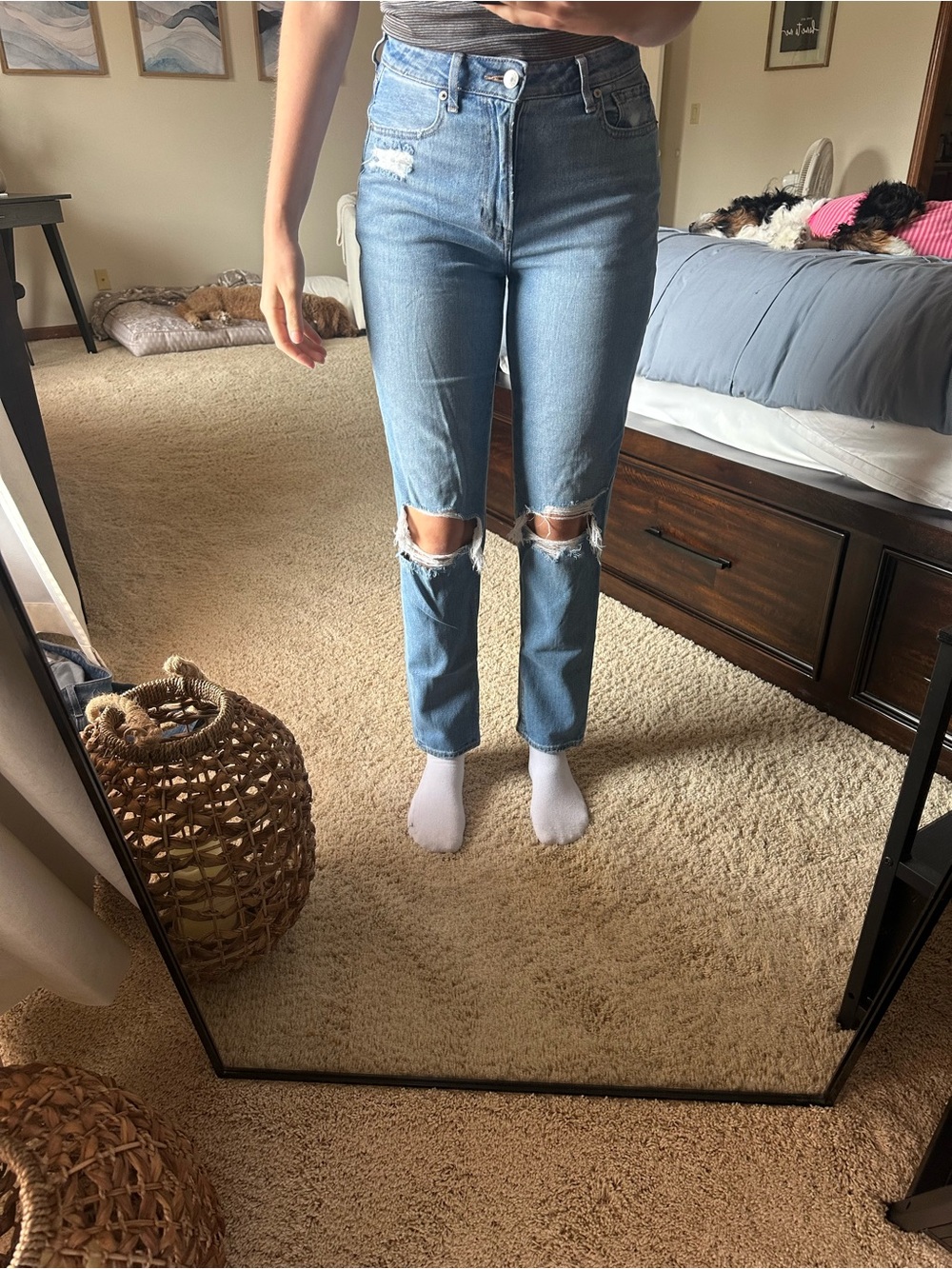 American Eagle High-Rise Distressed Women’s Jeans - Light Blue